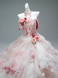 Stunning Off-the-Shoulder Ball Gown Tiered Tulle Flower Long Quinceanera Dress Pink Formal Gowns Vestido De 15 Anos Sweet 16 Dress HZ1121