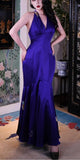 Vintage Purple Halter Mermaid Long Prom Dress Satin Backless Formal Evening Dress HZ1121