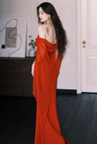 Elegant Off-shoulder Mermaid Chiffon Long Prom Dresses£¬Red Formal Evening Gowns HZ1121