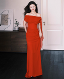 Elegant Off-shoulder Mermaid Chiffon Long Prom Dresses£¬Red Formal Evening Gowns HZ1121