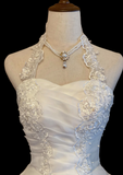 Timeless Halter Ball Gown Tulle Luxury Wedding Dress, White Bridal Gowns HZ1121