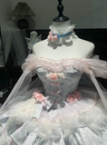 Cute Off-the-shoulder Ball Gown Short Birthday Dresses Sweet Pale Blue Lolita Dresses HZ1121