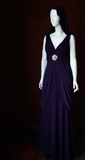 Chic V-neck Sheath Chiffon Long Prom Dresses, Purple Formal Evening Dresses HZ1121