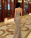 Elegant Spaghetti Straps Mermaid Tulle Long Prom Dresses, Formal Evening Dresses HZ1121