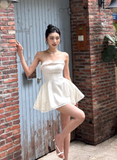 Sexy Strapless A-Line Short Prom Dresses, White Homecoming Dresses HZ1121