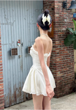 Sexy Strapless A-Line Short Prom Dresses, White Homecoming Dresses HZ1121
