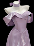 Elegant Off-shoulder A-Line Satin Prom Dresses, Purple Formal Evening Dresses HZ1121