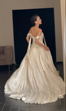 Simple Sheath Off-the-shoulder Wedding Dresses, Ivory Bridal Gowns HZ1121