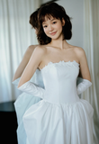 Simple Strapless Satin Sleeveless Wedding Dresses White Bridal Gowns HZ1121