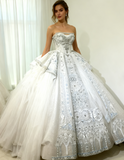 Timeless Strapless Ball Gown Tulle Wedding Dresses White Bridal Gowns HZ1121