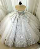 Timeless Strapless Ball Gown Tulle Wedding Dresses White Bridal Gowns HZ1121