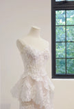 Modest Sweetheart Neck Sheath Wedding Dresses Lace Applique Ivory Bridal Gowns HZ1121