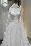 Elegant Sweetheart Neck Sheath Wedding Dresses White Lace Trailing Bridal Gowns HZ1121
