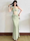 Sexy Sheath Long Prom Dresses Sleeveless Formal Dresses One Shoulder Black Birthday Dresses HZ1121