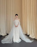 Elegant Strapless Sheath Wedding Dresses Lace Applique White Bridal Dresses HZ1121