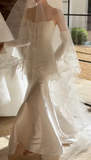 Timeless Strapless Mermaid Wedding Dresses Satin White Bridal Gowns HZ1121