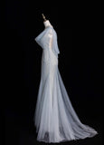 Glitter Sweetheart Mermaid Long Prom Dresses Silver Evening Dresses HZ1121
