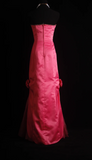 Elegant Strapless Sheath Mother of the Bride Satin Hot Pink Wedding Guest Dresses HZ1121