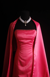 Elegant Strapless Sheath Mother of the Bride Satin Hot Pink Wedding Guest Dresses HZ1121