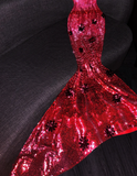 Glam Sweetheart Neck Mermaid Long Prom Dresses Sequin Burgundy New Year's Eve Dress HZ1121