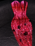 Glam Sweetheart Neck Mermaid Long Prom Dresses Sequin Burgundy New Year's Eve Dress HZ1121