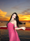 Sexy Sweetheart Neck Sheath Long Prom Dresses Chiffon Fuchsia Evening Dresses HZ1121
