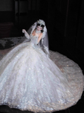 Luxury Sweetheart Neck Ball Gown Beaded Long Wedding Dresses Tulle White Bridal Dresses Sleeveless Bridal Gowns HZ1121