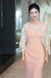 Elegant Bateau Mermaid Wedding Guest Dresses Satin Orange Pink Mother of the Bride Dresses HZ1121