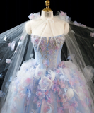 Gorgeous Strapless Ball Gown Tulle Long Prom Dresses Cute Sleeveless Quinceanera Dresses Sweet 16 Dresses HZ1121