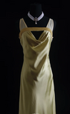 Vintage Sheath Silk Light Yellow Mother of the Bride Dress HZ1121