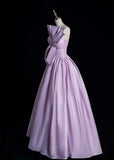 Cute Strapless A-Line Long Prom Dress Satin Lilac Sweet 16 Dress HZ1121
