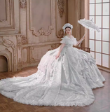 Gorgeous Off-Shoulder Ball Gown Long Wedding Dress White Lolita Bridal Gown HZ1121