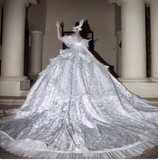 Gorgeous Off-Shoulder Ball Gown Long Wedding Dress White Lolita Bridal Gown HZ1121