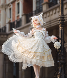 Cute Spaghetti Strap Ball Gown Chiffon Birthday Dress Sweet White Lolita Dresses HZ1121