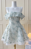 Cute Spaghetti Strap A-Line Short Prom Dresses Tulle Applique Birthday Dresses Sleeveless Homecoming Dresses HZ1121
