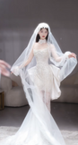 Timeless Strapless Mermaid Long Wedding Dresses Lace White Bridal Gowns Sleeveless Bridal Dresses HZ1121