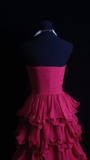 Gorgeous A-Line Hot Pink Long Prom Dresses Sweetheart Neck Evening Dresses Chiffon Hot Pink Formal Dresses HZ1121