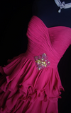 Gorgeous A-Line Hot Pink Long Prom Dresses Sweetheart Neck Evening Dresses Chiffon Hot Pink Formal Dresses HZ1121