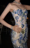 Chic Sweetheart Neck Sheath Long Prom Dresses Sleeveless Applique Evening Dresses HZ1121