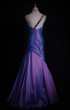 Chic One Shoulder Mermaid Purple Long Prom Dresses Sleeveless Taffeta Purple Evening Dresses HZ1121