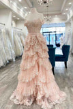 Pretty Off the Shoulder Black Tulle Appliques Off-the-Shoulder Ruffle Long Prom Dress Graduation Dress HZ1121