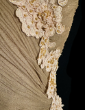 Vintage Sheath Straps Chiffon Gold Mother Of Bride Dress Party Gown Tea Length For Summer Women HZ1121