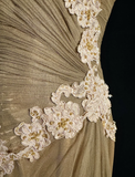 Vintage Sheath Straps Chiffon Gold Mother Of Bride Dress Party Gown Tea Length For Summer Women HZ1121