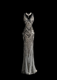 Elegant Glamour Mermaid V Neck Sequin Gray Backless Long Prom Dresses Party Dress Evening Dress HZ1121