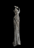Elegant Glamour Mermaid V Neck Sequin Gray Backless Long Prom Dresses Party Dress Evening Dress HZ1121