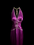 Elegant Glamour Mermaid Halter Grape Backless Satin Long Prom Dresses Party Dress Evening Dress HZ1121