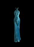 Elegant Glamour Mermaid Halter Blue Satin Long Prom Dresses Party Dress Evening Dress HZ1121