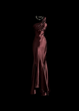 Elegant Glamour Mermaid One Shoulder Burgundy Satin Long Prom Dresses Party Dress Evening Dress HZ1121