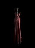 Elegant Glamour Mermaid One Shoulder Burgundy Satin Long Prom Dresses Party Dress Evening Dress HZ1121