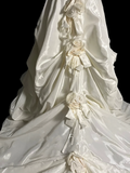 Pretty Wedding Dress Ball Gown Halter Ivory Satin Wedding Dresses Bridal Gowns HZ1121